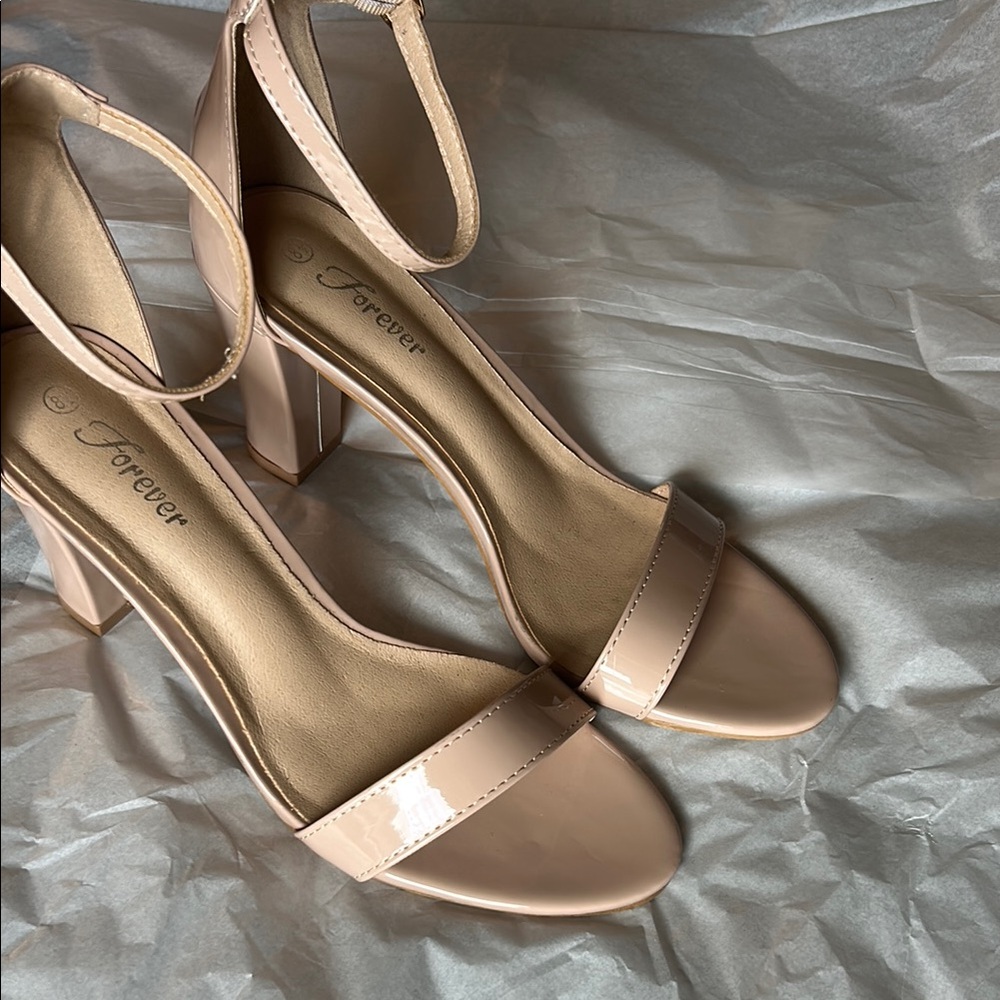 Forever Cream Heels with Block Heel
